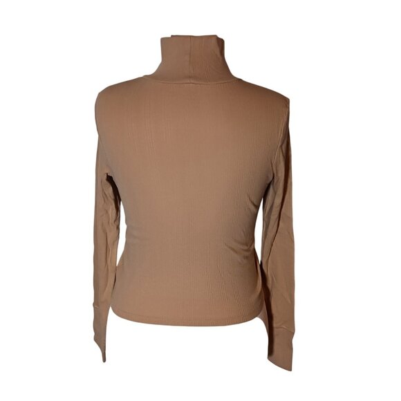 NEW Aerie Longsleeve Tan‎ Cotton Mock Neck Top Size M - Picture 5 of 13
